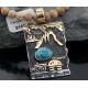 12kt Gold Filled Handmade Storyteller Turquoise Certified Authentic .925 Sterling Silver Navajo Native American Necklace 370821350590