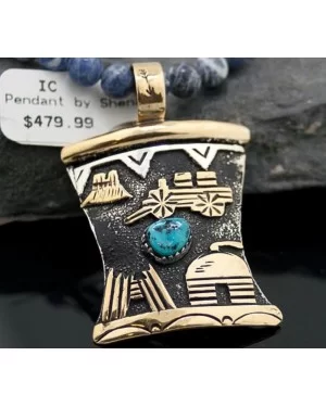 12kt Gold Filled Handmade Storyteller Turquoise Certified Authentic .925 Sterling Silver Navajo Native American Necklace 370829502799 12kt Gold Filled Handmade Storyteller Turquoise Certified Authentic .925 Sterling Silver Navajo Native American Necklace 370829502799