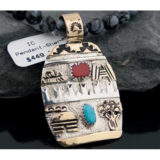 12kt Gold Filled Handmade Storyteller Turquoise Certified Authentic .925 Sterling Silver Navajo Native American Necklace 390597266999 12kt Gold Filled Handmade Storyteller Turquoise Certified Authentic .925 Sterling Silver Navajo Native American Necklace 390597266999