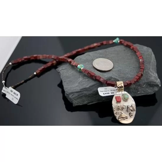 12kt Gold Filled Handmade Storyteller Turquoise Certified Authentic .925 Sterling Silver Navajo Native American Necklace 390600765758 12kt Gold Filled Handmade Storyteller Turquoise Certified Authentic .925 Sterling Silver Navajo Native American Necklace 390600765758