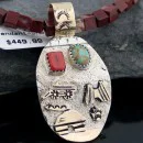 12kt Gold Filled Handmade Storyteller Turquoise Certified Authentic .925 Sterling Silver Navajo Native American Necklace 390600765758