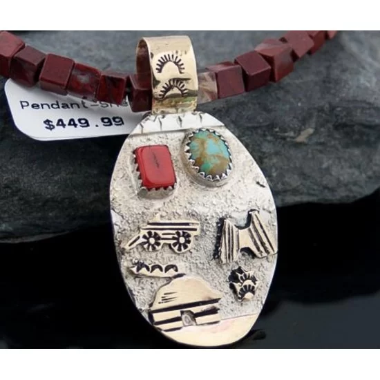 12kt Gold Filled Handmade Storyteller Turquoise Certified Authentic .925 Sterling Silver Navajo Native American Necklace 390600765758 12kt Gold Filled Handmade Storyteller Turquoise Certified Authentic .925 Sterling Silver Navajo Native American Necklace 390600765758