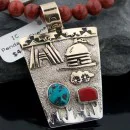 12kt Gold Filled Handmade Storyteller Turquoise Certified Authentic .925 Sterling Silver Navajo Native American Necklace 390807710793