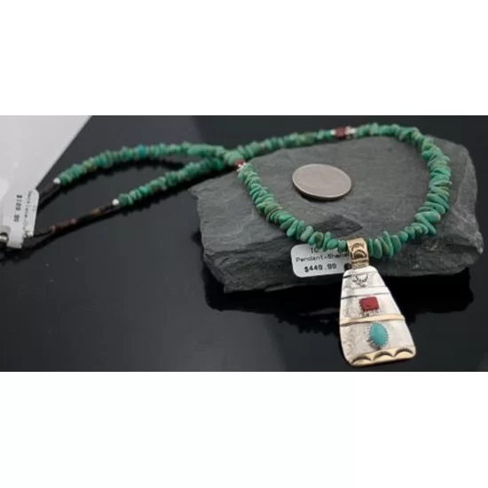 12kt Gold Filled, Handmade Sun, Coral, Turquoise .925 Sterling Silver Certified Authentic Navajo 239 Native American Necklace 390615942430