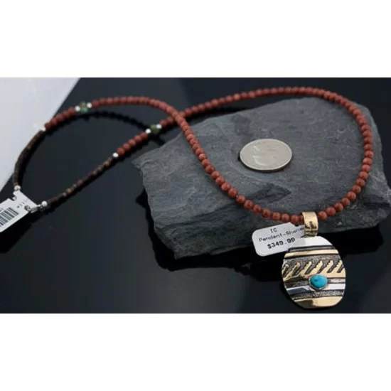 12kt Gold Filled Handmade Wave Certified Authentic .925 Sterling Silver Navajo Turquoise Native American Necklace 371312161728