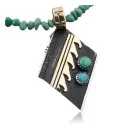12kt Gold Filled Handmade Wave Certified Authentic .925 Sterling Silver Navajo Turquoise Native American Necklace 390644930849