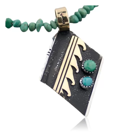 12kt Gold Filled Handmade Wave Certified Authentic .925 Sterling Silver Navajo Turquoise Native American Necklace 390644930849 12kt Gold Filled Handmade Wave Certified Authentic .925 Sterling Silver Navajo Turquoise Native American Necklace 390644930849