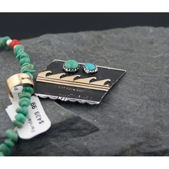 12kt Gold Filled Handmade Wave Certified Authentic .925 Sterling Silver Navajo Turquoise Native American Necklace 390644930849 12kt Gold Filled Handmade Wave Certified Authentic .925 Sterling Silver Navajo Turquoise Native American Necklace 390644930849