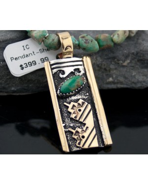 12kt Gold Filled Handmade Wave Certified Authentic .925 Sterling Silver Navajo Turquoise Native American Necklace 390646384025