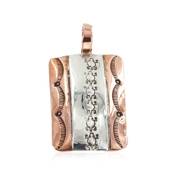 Handmade Gecko Certified Authentic Navajo Pure .925 Sterling Silver and Copper Pendant Native American Necklace 16986-1 Handmade Gecko Certified Authentic Navajo Pure .925 Sterling Silver and Copper Pendant Native American Necklace 16986-1