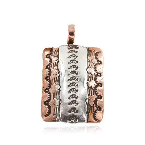 Handmade Kokopelli Certified Authentic Navajo Pure .925 Sterling Silver and Copper Pendant Native American Necklace 16986-2 Handmade Kokopelli Certified Authentic Navajo Pure .925 Sterling Silver and Copper Pendant Native American Necklace 16986-2