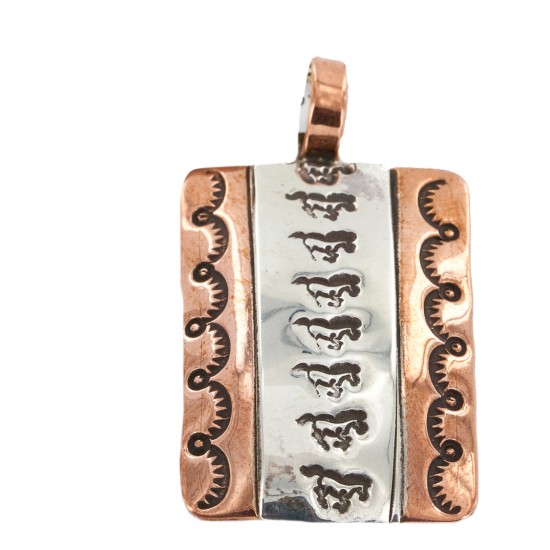 Handmade Horse Certified Authentic Navajo Pure .925 Sterling Silver and Copper Pendant 1 Native American Necklace 16986-3 Handmade Horse Certified Authentic Navajo Pure .925 Sterling Silver and Copper Pendant 1 Native American Necklace 16986-3