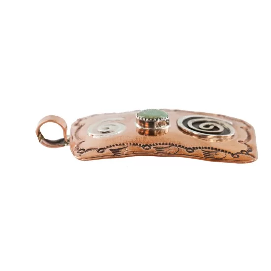 Handmade Certified Authentic Navajo Pure .925 Sterling Silver and Copper Natural Turquoise Pendant Native American Necklace 16987-1 Handmade Certified Authentic Navajo Pure .925 Sterling Silver and Copper Natural Turquoise Pendant Native American Necklace 16987-1