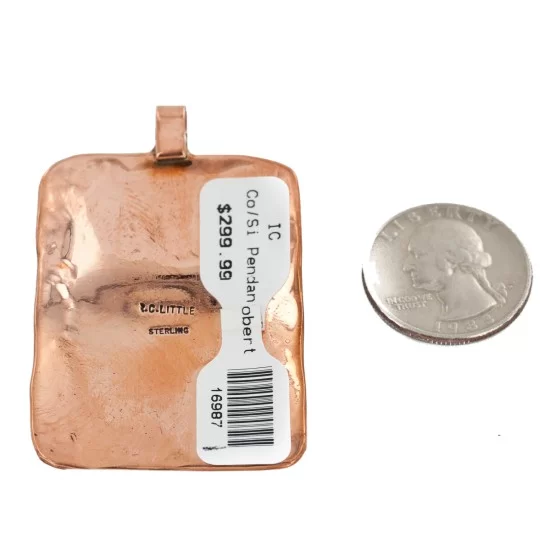 Handmade Certified Authentic Navajo Pure .925 Sterling Silver and Copper Natural Turquoise Pendant Native American Necklace 16987-1 Handmade Certified Authentic Navajo Pure .925 Sterling Silver and Copper Natural Turquoise Pendant Native American Necklace 16987-1