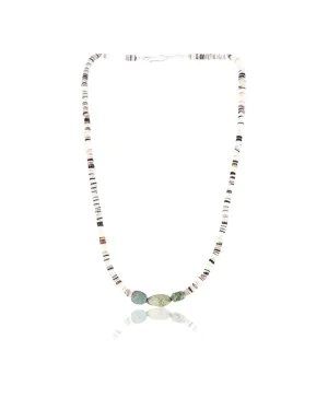 $180 Handmade Certified Authentic Navajo .925 Sterling Silver Graduated Heishi Turquoise Native American Necklace 371001624367