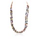 2 Strand .925 Sterling Silver Certified Authentic Navajo Natural Multicolor Stones Native American Necklace 15501-128