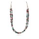 2 Strand .925 Sterling Silver Certified Authentic Navajo Natural Multicolor Stones Native American Necklace 750217