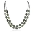 2 Strand Certified Authentic .925 Stering Silver Navajo Natural Green Agate Hematite Native American Necklace 17017