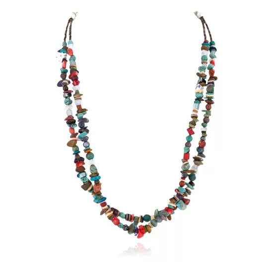 2 Strand Certified Authentic .925 Sterling Silver Navajo Natural Multicolor Stones Native American Necklace 750216 2 Strand Certified Authentic .925 Sterling Silver Navajo Natural Multicolor Stones Native American Necklace 750216