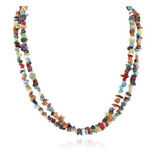 2 Strand Certified Authentic .925 Sterling Silver Navajo Natural Turquoise and Multicolor Stones Native American Necklace 15304-70 2 Strand Certified Authentic .925 Sterling Silver Navajo Natural Turquoise and Multicolor Stones Native American Necklace 15304-70