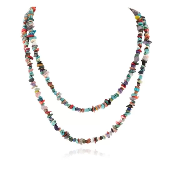 2 Strand Certified Authentic .925 Sterling Silver Navajo Natural Turquoise and Multicolor Stones Native American Necklace 15501-221 2 Strand Certified Authentic .925 Sterling Silver Navajo Natural Turquoise and Multicolor Stones Native American Necklace 15501-221
