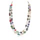 2 Strand Certified Authentic .925 Sterling Silver Navajo Natural Turquoise Multicolor Native American Necklace 750193