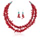 2 Strand Certified Authentic Navajo .925 Sterling Silver Hooks Coral Earrings and Native American Necklace Set 17012-18105-2