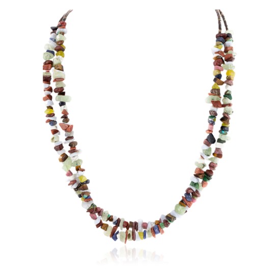 2 Strand Certified Authentic Navajo .925 Sterling Silver Natural Agate and Multicolor Stones Native American Necklace 15315-28 2 Strand Certified Authentic Navajo .925 Sterling Silver Natural Agate and Multicolor Stones Native American Necklace 15315-28