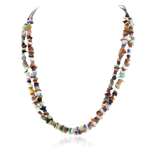 2 Strand Certified Authentic Navajo .925 Sterling Silver Natural Multicolor Stones Native American Necklace 15501-53 2 Strand Certified Authentic Navajo .925 Sterling Silver Natural Multicolor Stones Native American Necklace 15501-53