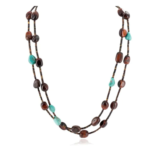 2 Strand Certified Authentic Navajo .925 Sterling Silver Natural Tigers Eye Heishi Native American Necklace 15269-16 2 Strand Certified Authentic Navajo .925 Sterling Silver Natural Tigers Eye Heishi Native American Necklace 15269-16
