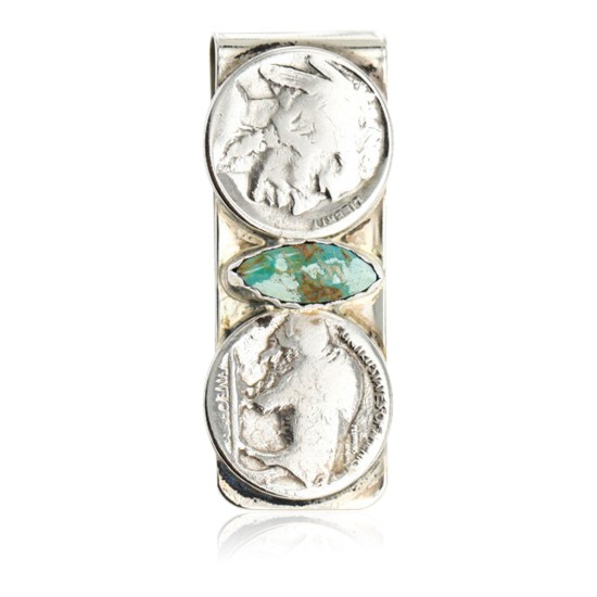 2 Vintage Style OLD Buffalo Coin Certified Authentic Navajo .925 Sterling Silver and Nickel Natural Turquoise Native American Money Clip 11244-3 2 Vintage Style OLD Buffalo Coin Certified Authentic Navajo .925 Sterling Silver and Nickel Natural Turquoise Native American Money Clip 11244-3