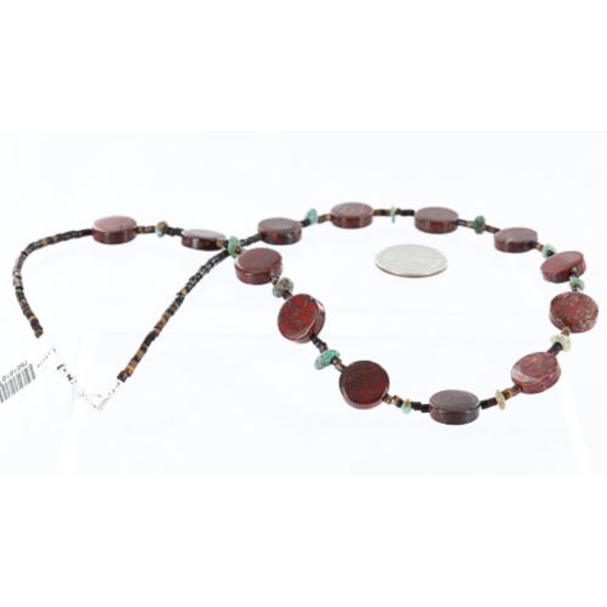 $200 Certified Authentic Navajo .925 Sterling Silver Natural Turquoise Jasper Native American Necklace 371000877272 All Products 7501010-3 371000877272 (by LomaSiiva)