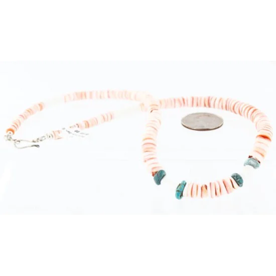 Certified Authentic Navajo .925 Sterling Silver Graduated Melon Shell and Turquoise Native American Necklace 390758598986 Certified Authentic Navajo .925 Sterling Silver Graduated Melon Shell and Turquoise Native American Necklace 390758598986
