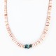 Certified Authentic Navajo .925 Sterling Silver Graduated Melon Shell and Turquoise Native American Necklace 390754340228