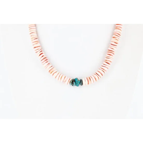 Certified Authentic Navajo .925 Sterling Silver Graduated Melon Shell and Turquoise Native American Necklace 390754098002 Certified Authentic Navajo .925 Sterling Silver Graduated Melon Shell and Turquoise Native American Necklace 390754098002