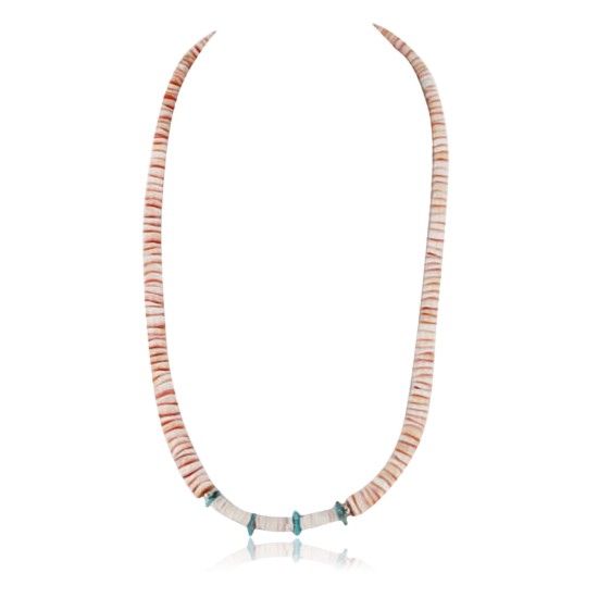 Certified Authentic Navajo .925 Sterling Silver Graduated Melon Shell and Turquoise Native American Necklace 370990907967 Certified Authentic Navajo .925 Sterling Silver Graduated Melon Shell and Turquoise Native American Necklace 370990907967