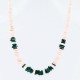 $230 Handmade Certified Authentic Navajo .925 Sterling Silver Graduated Melon Shell and Heishi Malachite Native American Necklace 390762726336
