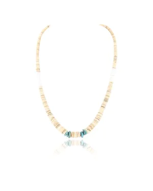 $230 Handmade Certified Authentic Navajo .925 Sterling Silver Graduated Melon Shell and Turquoise Native American Necklace 370996065804