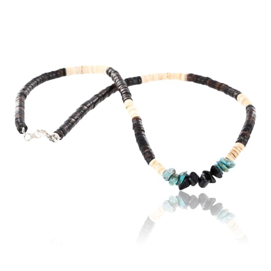 $230 Handmade Certified Authentic Navajo .925 Sterling Silver Heishi and Spiny Disk Onyx Turquoise Native American Necklace 390765186842 $230 Handmade Certified Authentic Navajo .925 Sterling Silver Heishi and Spiny Disk Onyx Turquoise Native American Necklace 390765186842