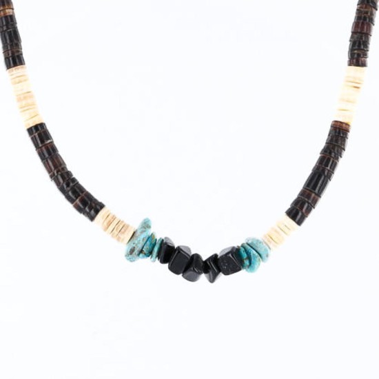 $230 Handmade Certified Authentic Navajo .925 Sterling Silver Heishi and Spiny Disk Onyx Turquoise Native American Necklace 390765186842 $230 Handmade Certified Authentic Navajo .925 Sterling Silver Heishi and Spiny Disk Onyx Turquoise Native American Necklace 390765186842