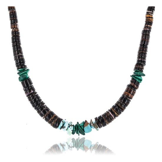 $230Handmade Certified Authentic Navajo .925 Sterling Silver Graduated Heishi Malachite Turquoise Native American Necklace 370999608374