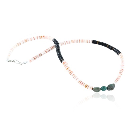 $240 Handmade Certified Authentic Navajo .925 Sterling Silver Graduated Melon Shell and Turquoise Native American Necklace 390760953445 $240 Handmade Certified Authentic Navajo .925 Sterling Silver Graduated Melon Shell and Turquoise Native American Necklace 390760953445