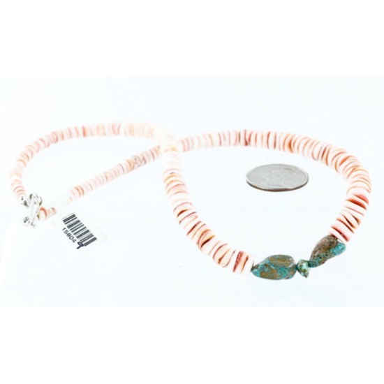 $240 Handmade Certified Authentic Navajo .925 Sterling Silver Graduated Melon Shell and Turquoise Native American Necklace 390760953445 $240 Handmade Certified Authentic Navajo .925 Sterling Silver Graduated Melon Shell and Turquoise Native American Necklace 390760953445