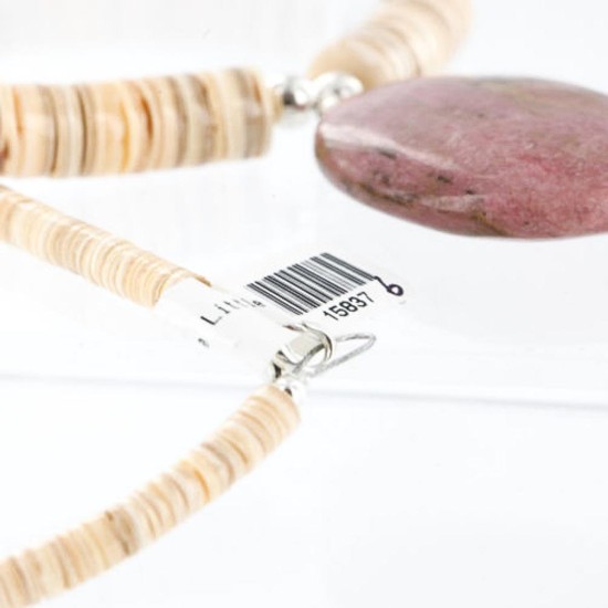 Certified Authentic Navajo .925 Sterling Silver Graduated Melon Shell and Jasper Turquoise Native American Necklace 15837-6