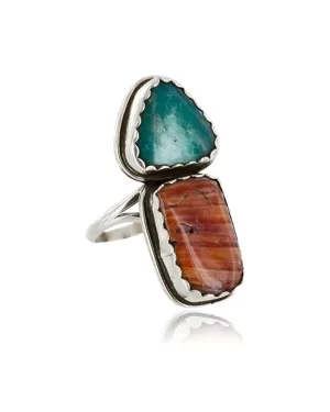 $250 Handmade Certified Authentic Navajo .925 Sterling Silver Turquoise and Spiny Oyster Native American Ring 370990736789 $250 Handmade Certified Authentic Navajo .925 Sterling Silver Turquoise and Spiny Oyster Native American Ring 370990736789