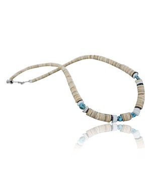 $290 Handmade Certified Authentic Navajo .925 Sterling Silver Graduated Melon Shell and Turquoise Native American Necklace 370967752328