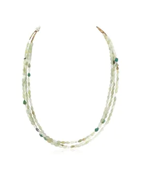 3 Strand .925 Sterling Silver Certified Authentic Navajo Natural Turquoise Jade Native American Necklace 750243