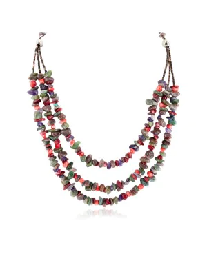 3 Strand Certified Authentic Navajo .925 Sterling Silver Natural Multicolor Stones Amethyst Coral Jade Agate Native American Necklace 750102-4 3 Strand Certified Authentic Navajo .925 Sterling Silver Natural Multicolor Stones Amethyst Coral Jade Agate Native American Necklace 750102-4