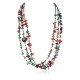 3 Strand Certified Authentic Navajo .925 Sterling Silver Natural Turquoise and Multicolor Stones Native American Necklace 750228