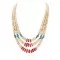 3 Strand Certified Authentic Navajo .925 Sterling Silver Natural Turquoise Coral Graduated Melon Shell Native American Necklace 15846-0